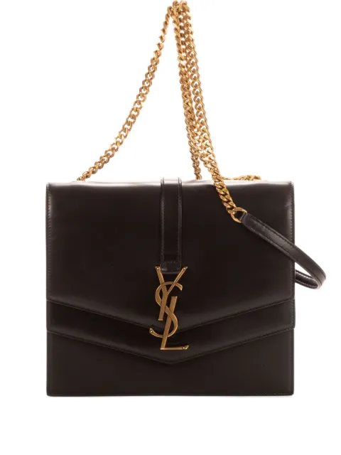 Saint Laurent Pre-Owned leather logo flap bag Black PLY5326290618