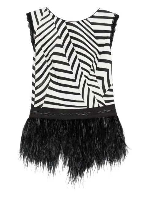 Gemy Maalouf striped feather-trim top White LPF164730TF
