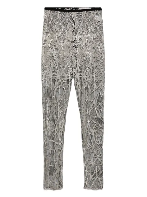 Gemy Maalouf lace-pattern metallic leggings Silver LPF154428LEG