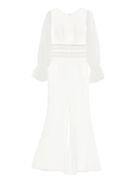 Gemy Maalouf lace-insert flared jumpsuit White LPF175091JMP