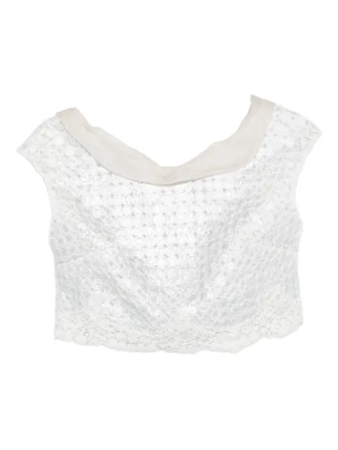 Gemy Maalouf lace-pattern cropped top Silver LPF164769T