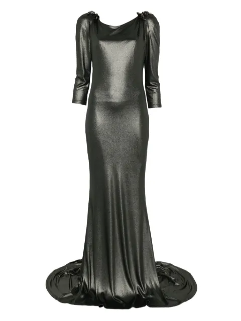 Gemy Maalouf embellished three-quarter sleeve dress Grey CPF123168