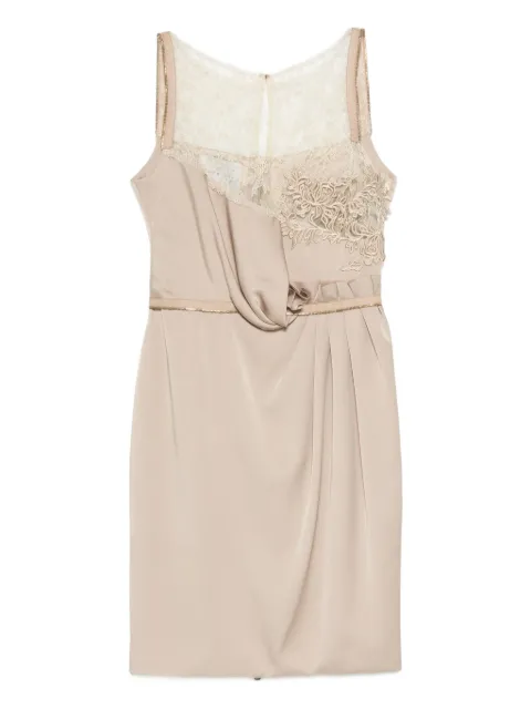 Gemy Maalouf lace-panelled draped dress Neutrals LPF123128