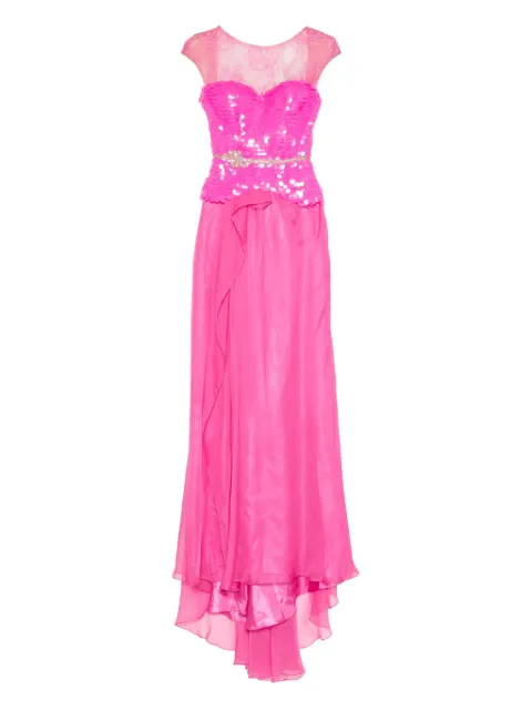 Gemy Maalouf lace-panelled sequinned gown Pink GBC851