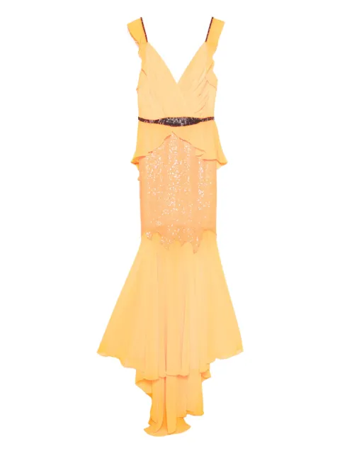 Gemy Maalouf sequin-embellished peplum dress Orange GBC874