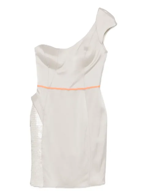 Gemy Maalouf one-shoulder sequin-embellishment mini dress Neutrals LPS133422