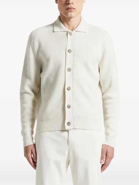 Peserico ribbed polo-neck cardigan Neutrals R59439F079044C