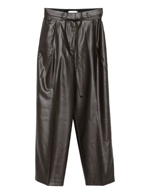 Christian Wijnants pleated leather trousers Brown PINA8546