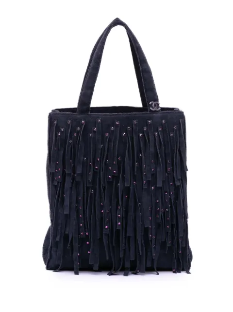 CHANEL Pre-Owned 2000-2002 Mini Suede Studded Fringe tote bag Purple MGKEZ8I28170RDR5