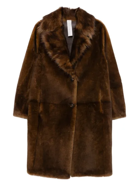 FURLING BY GIANI fur-trimmed lapel single-breasted coat Brown PAOLAMIX