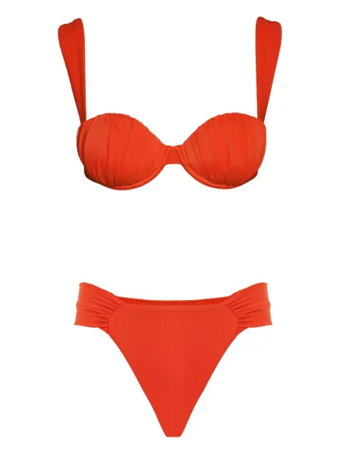 Noire Swimwear ruched tie-fastening bikini Red NSW421SUNSTONE