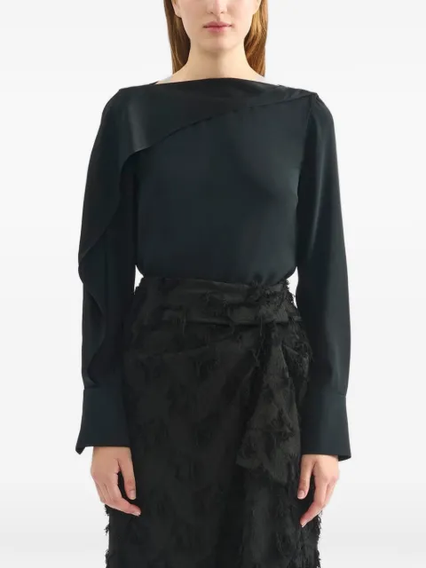 ERDEM ruffled long-sleeve blouse Black AW25T4050251000