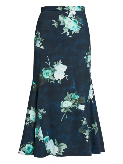 ERDEM floral-print fluted skirt Blue AW25S2650524001