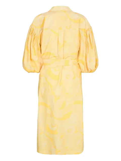 REMAIN puff-sleeve print dress Yellow 900873