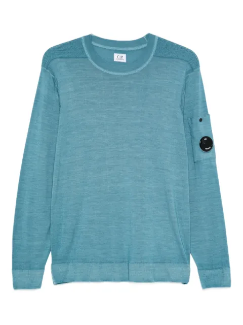 C.P. Company crew-neck lens-pocket sweater Blue 19CMKN024A003247F