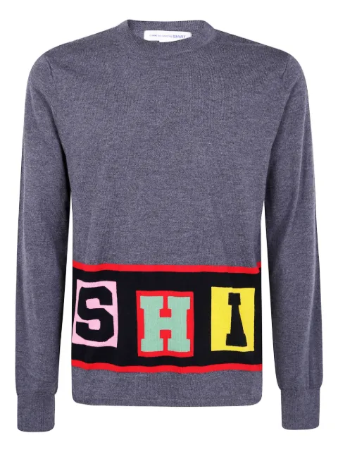 Comme Des Garçons Shirt block-letter knit sweater Grey FPN001
