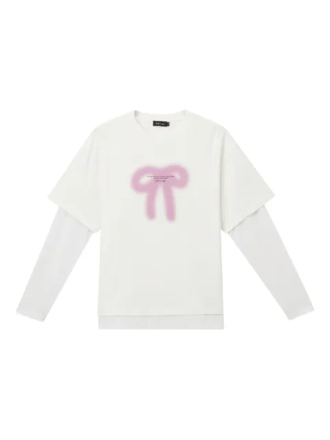 tout a coup bow-print T-shirt White S601AF5