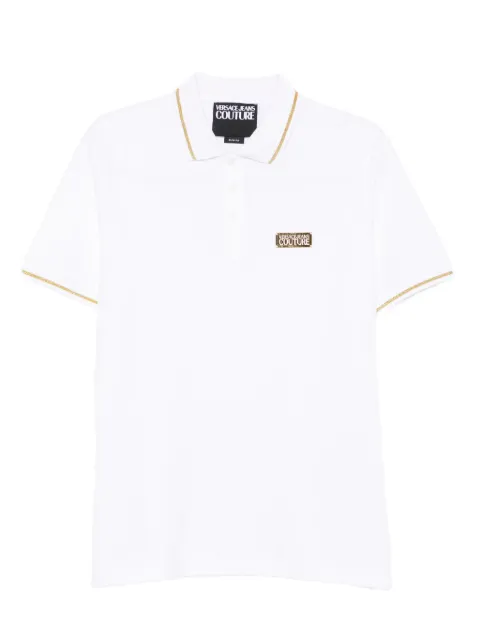 Versace Jeans Couture gold-trimmed logo-detail polo shirt White 79GAGT08CJ01T
