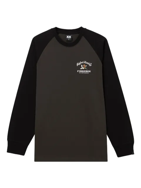 FINGERCROXX long-sleeve embroidered T-shirt Brown FFXLTM01132X