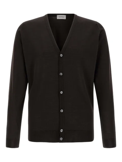 John Smedley button-cuffed merino wool cardigan Brown PETWORTHFAULKNER