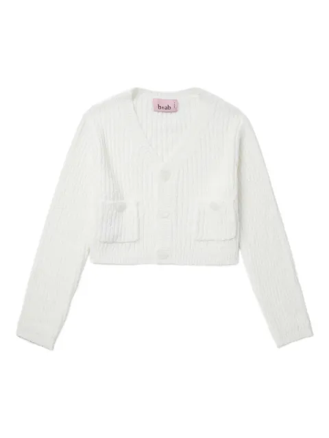 b+ab pocket-detail ribbed cardigan White 4S325AJ