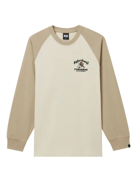 FINGERCROXX two-tone embroidered T-shirt Neutrals FFXLTM01132X