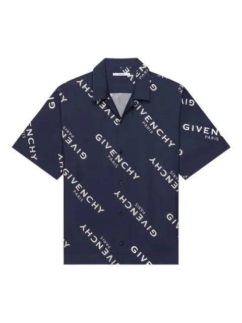 Givenchy logo-print short-sleeved shirt Blue BM616J1673