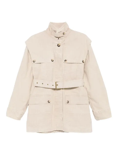 MARANT ÉTOILE belted flap-pocket jacket Neutrals VE0513FAC3G02E23EC