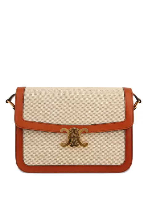 Celine Pre-Owned Triomphe leather-trimmed shoulder bag Neutrals 422977