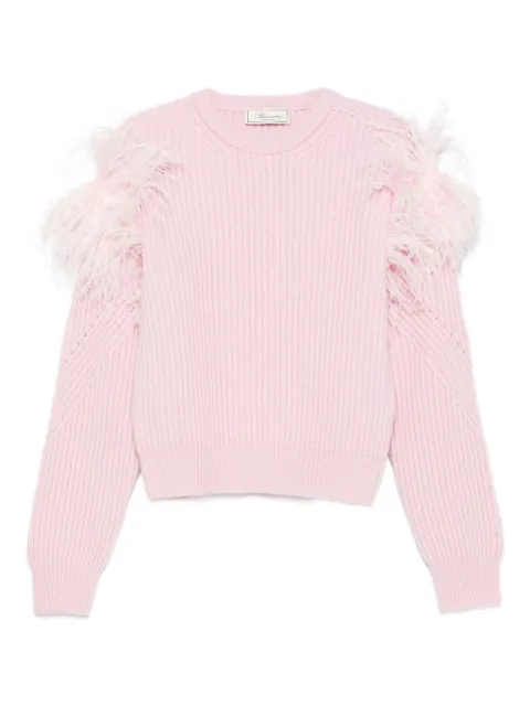 Blumarine feather-detail ribbed sweater Pink 2M618A