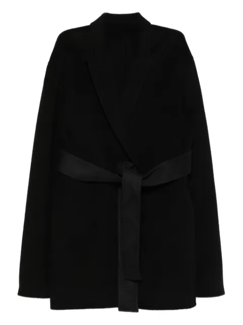 Alberta Ferretti belted-wrap long-sleeves coat Black A06195159