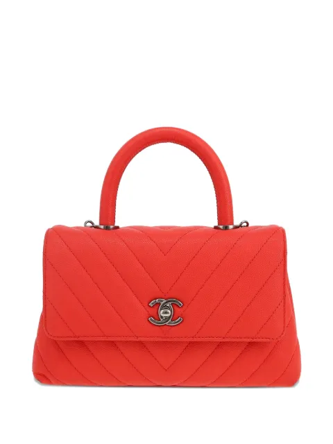 CHANEL Pre-Owned Coco Handle chevron-quilted satchel Red 420693