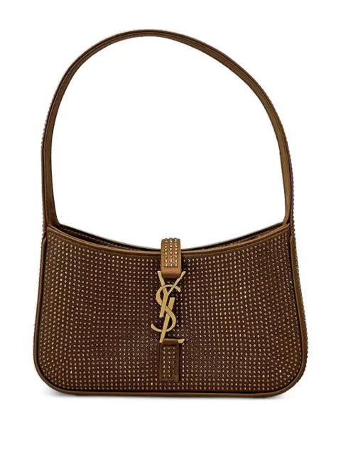 Saint Laurent embellished logo shoulder bag Brown 710318FAFDA