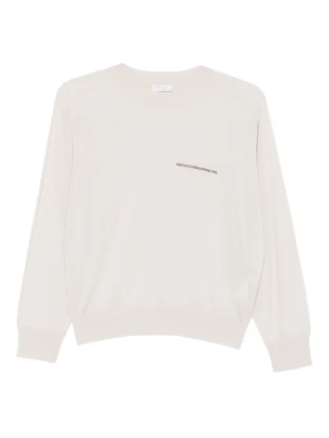 Peserico embellished crew-neck sweater Neutrals A99292F18K09282