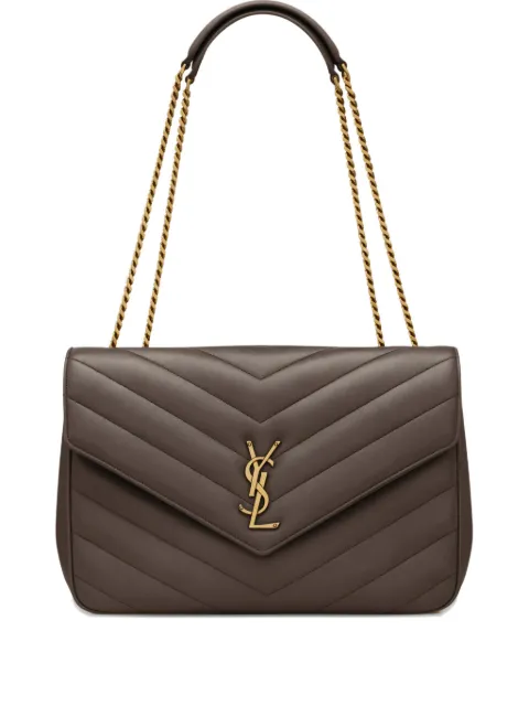 Saint Laurent Loulou large chevron chain shoulder bag Grey 803541AAEAX