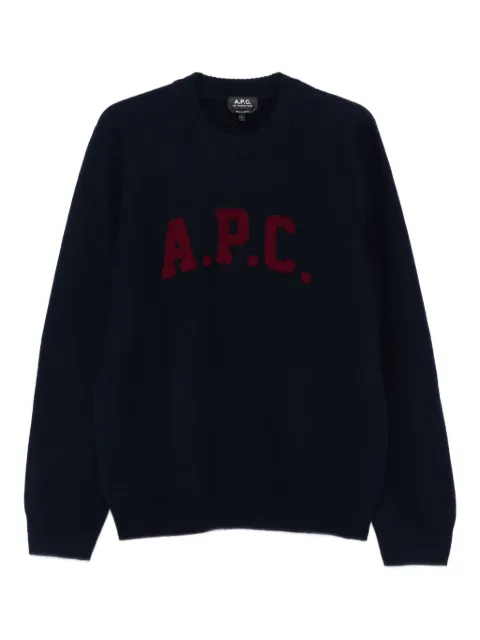 A.P.C. logo-detail crew-neck sweater Blue WVBDKH23458