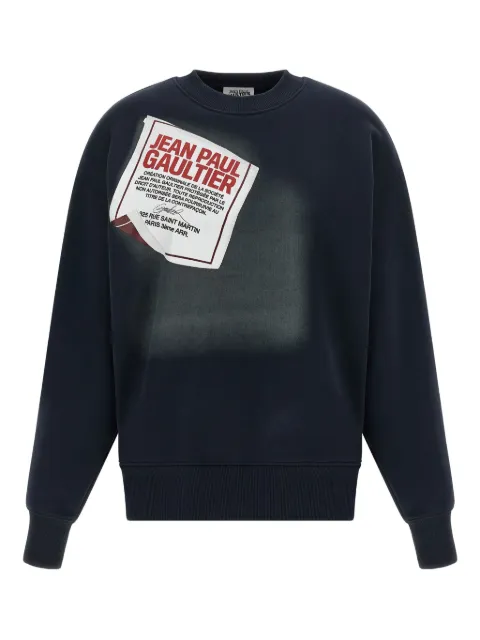 Jean Paul Gaultier label-print cotton sweatshirt Blue 2504UTO371J003590130