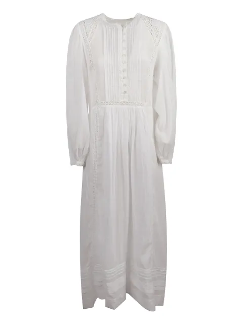 MARANT ÉTOILE pleated lace-inserts day dress White 25ARO0824FAC3J05E20WH