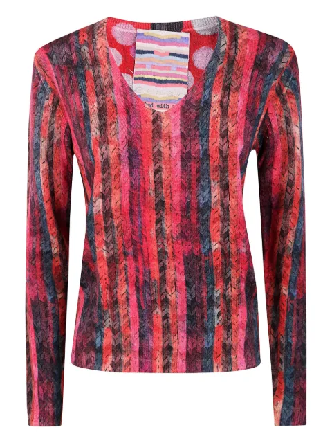 IN BED WITH YOU stripe-print ribbed sweater Red VB02D