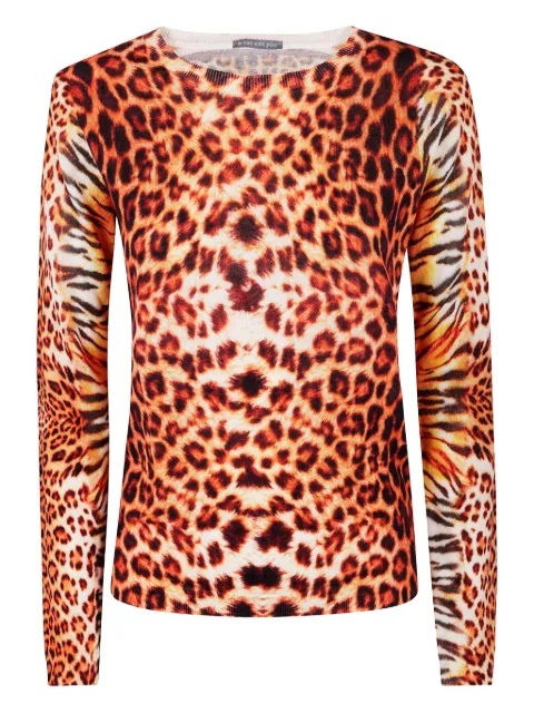 IN BED WITH YOU leopard-print wool sweater Orange VB04