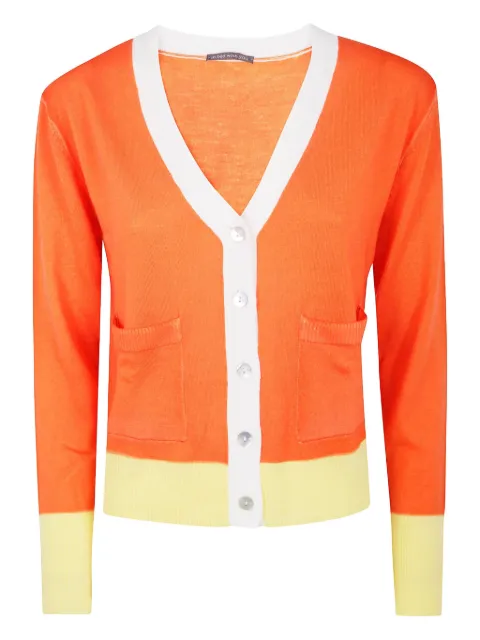IN BED WITH YOU contrast-trim wool cardigan Orange VB12U