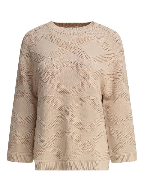 Loulou diamond-pattern cotton sweater Neutrals RINA