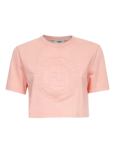 FENDI embossed-logo short-sleeve top Pink FS9715ASNI
