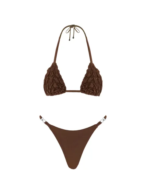 Selia Richwood Lia textured tie bikini Brown LIABIKINI