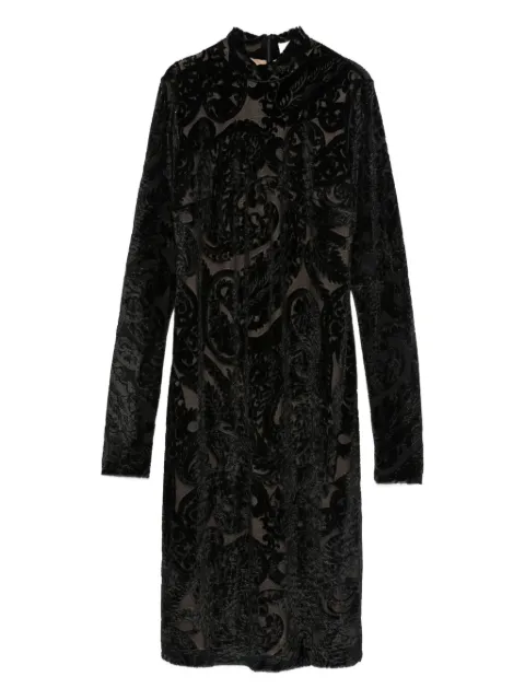ETRO paisley-pattern velvet dress Black WRHA023799JMD03