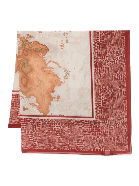 ALVIERO MARTINI 1° CLASSE map-print crocodile-effect scarf Neutrals F11117860311