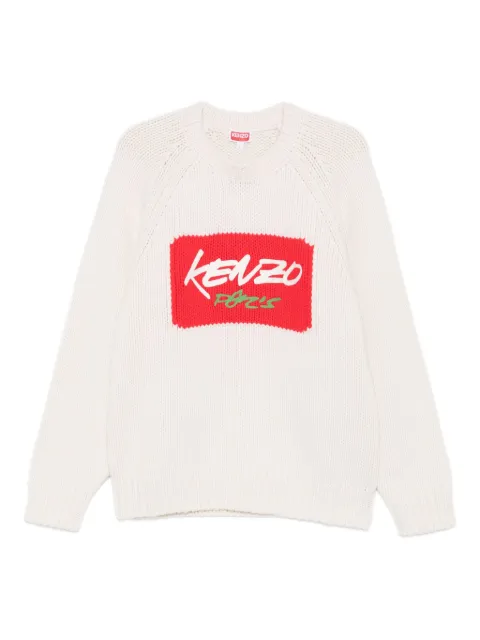 Kenzo logo-print crew-neck sweater Neutrals FF65PU7573CT