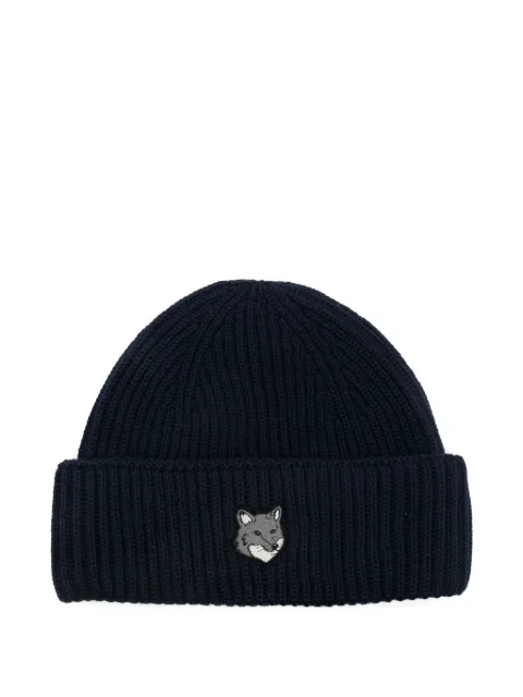 Maison Kitsuné logo-embroidered ribbed beanie Blue PM06112KT1022