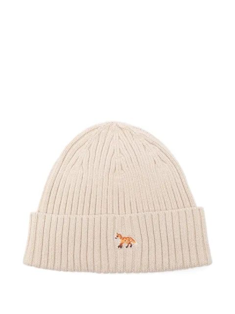 Maison Kitsuné ribbed embroidered beanie Neutrals PW06103KT1140
