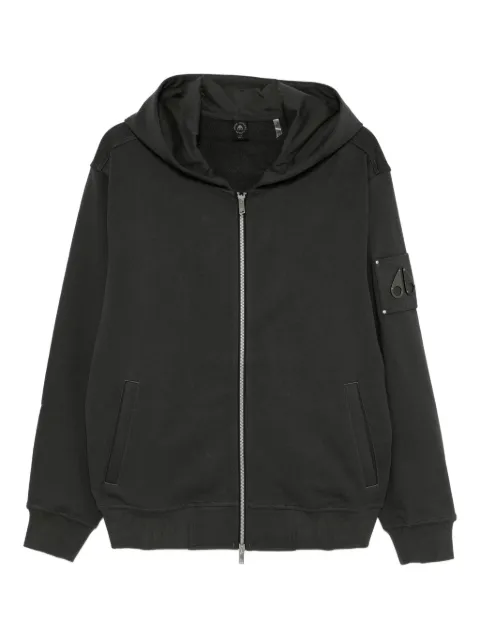 Moose Knuckles logo-plaque cotton hoodie Grey M35MS609